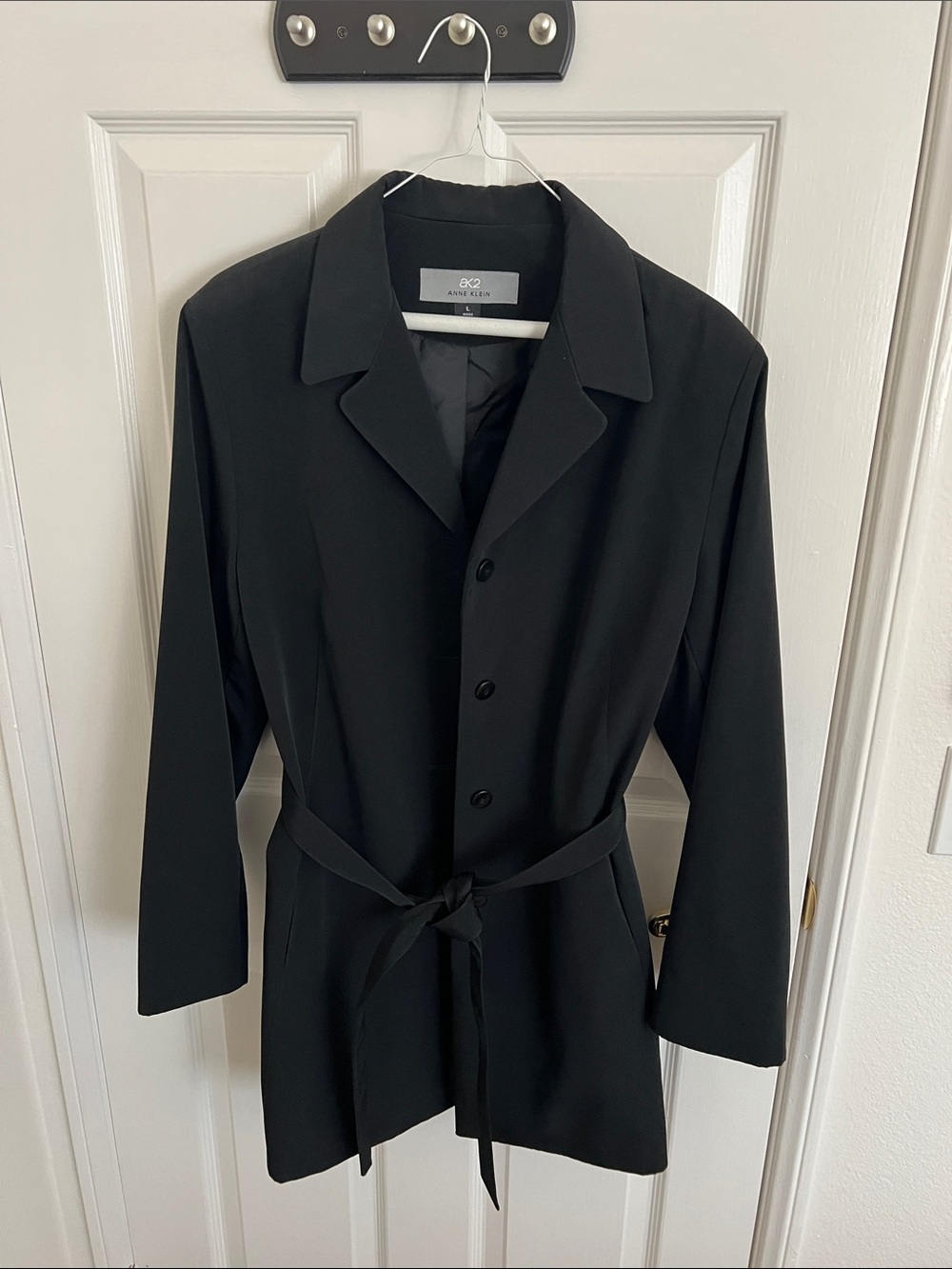 Anne Klein Black Tie-Waist Blazer Jacket